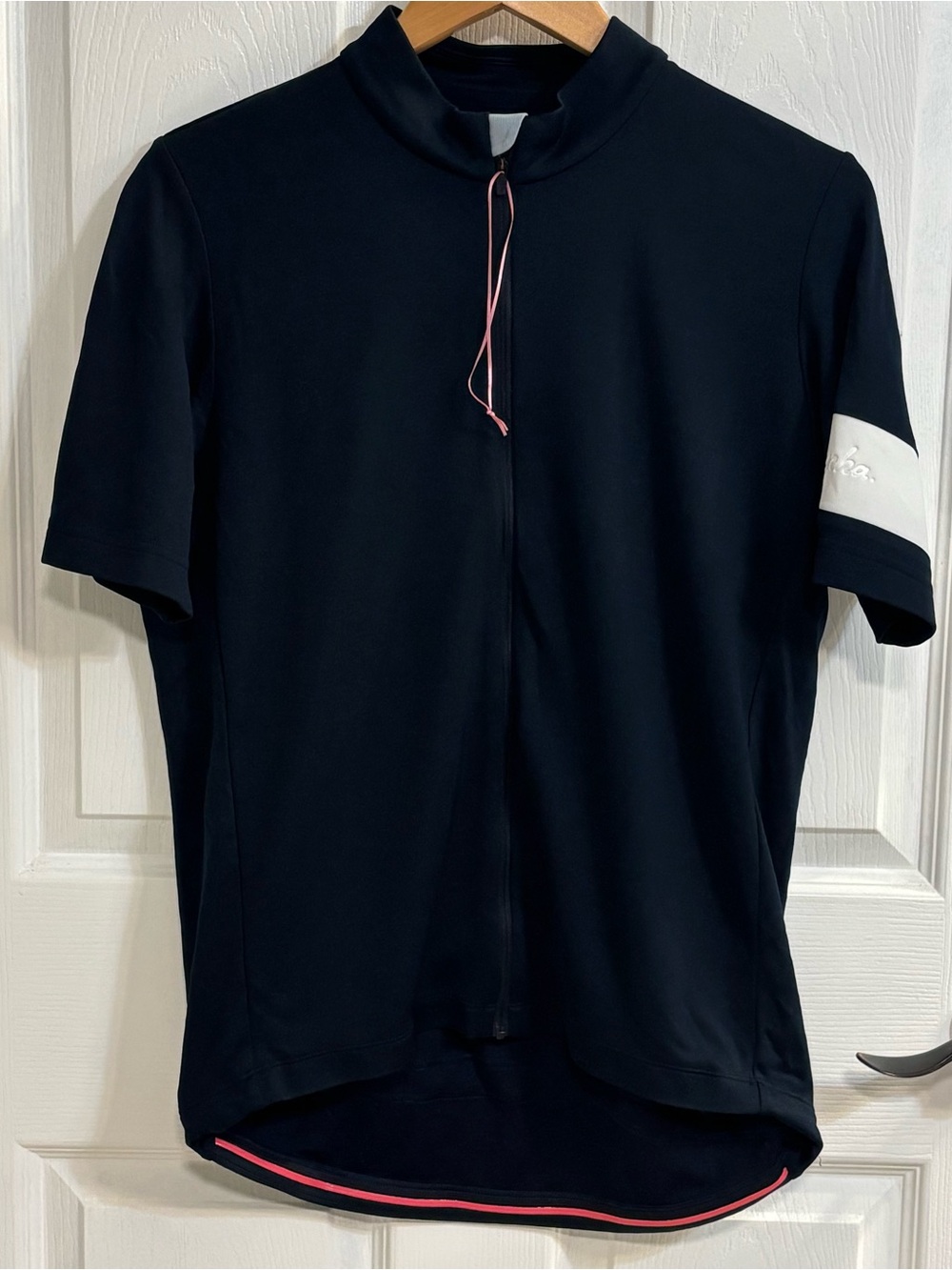 Rapha Men’s XL Cycling Jersey Navy Blue White Full Zip Short Sleeve Bike